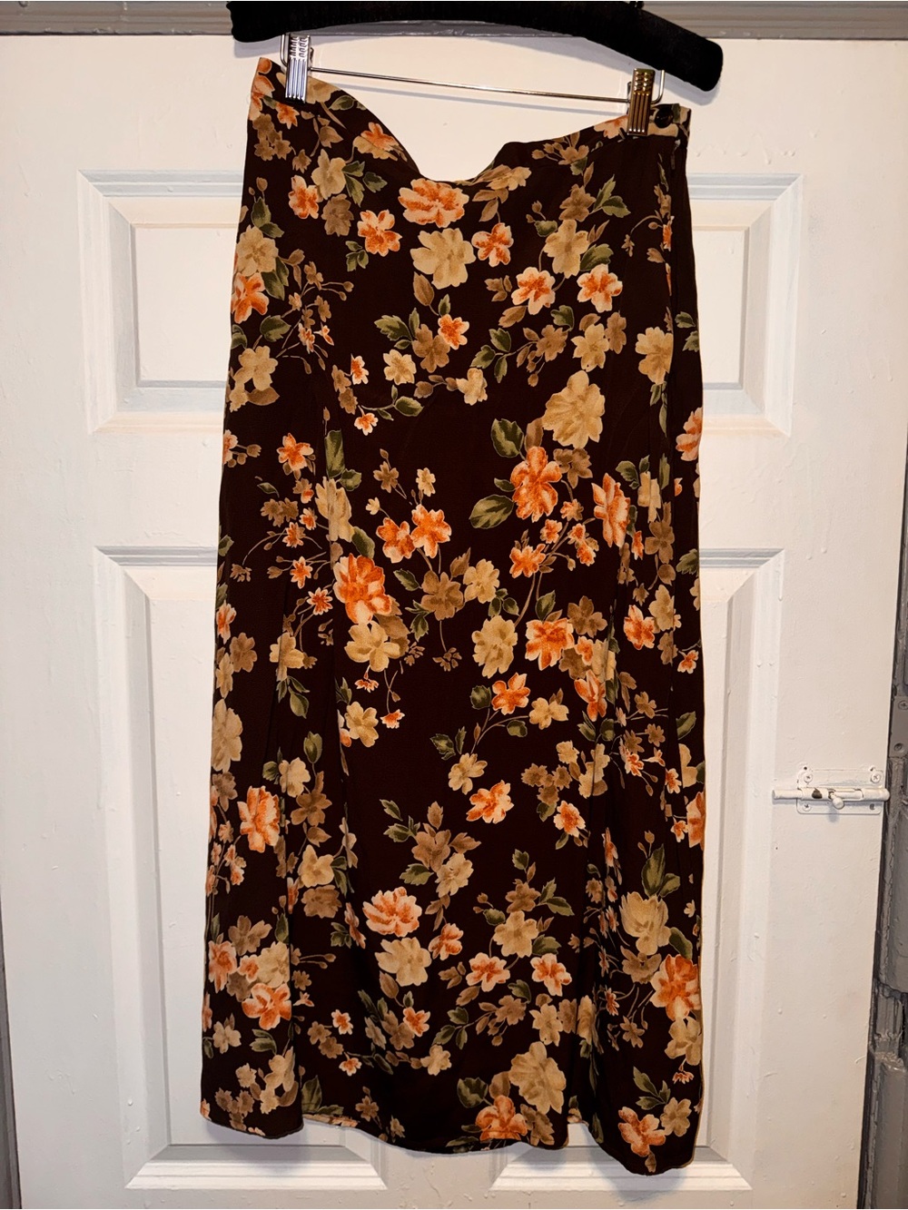 villager Brown Floral Midi Skirt